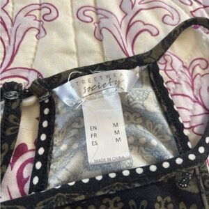 Streetwear Society Black and White Polka Dot Trim Top